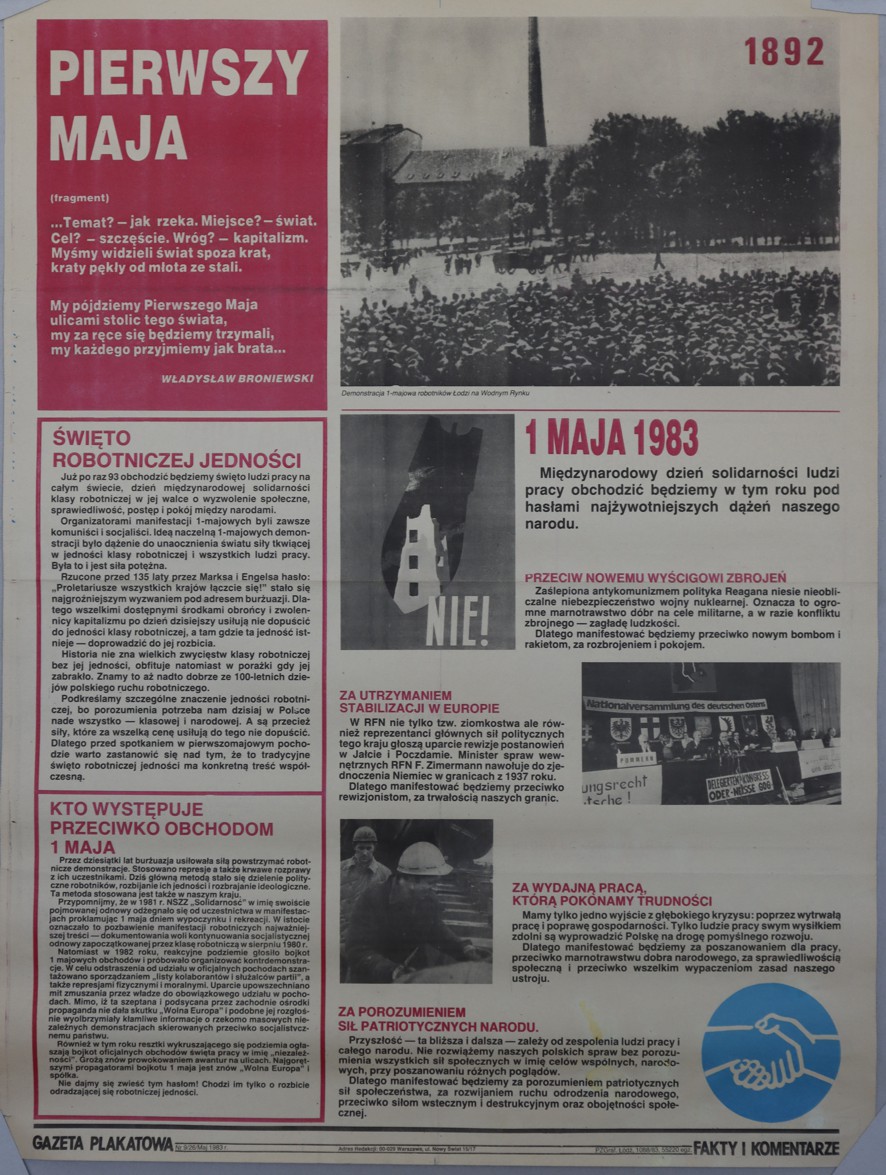 „Pierwszy maja” Fakty i Komentarze – gazeta plakatowa, 1983 rok